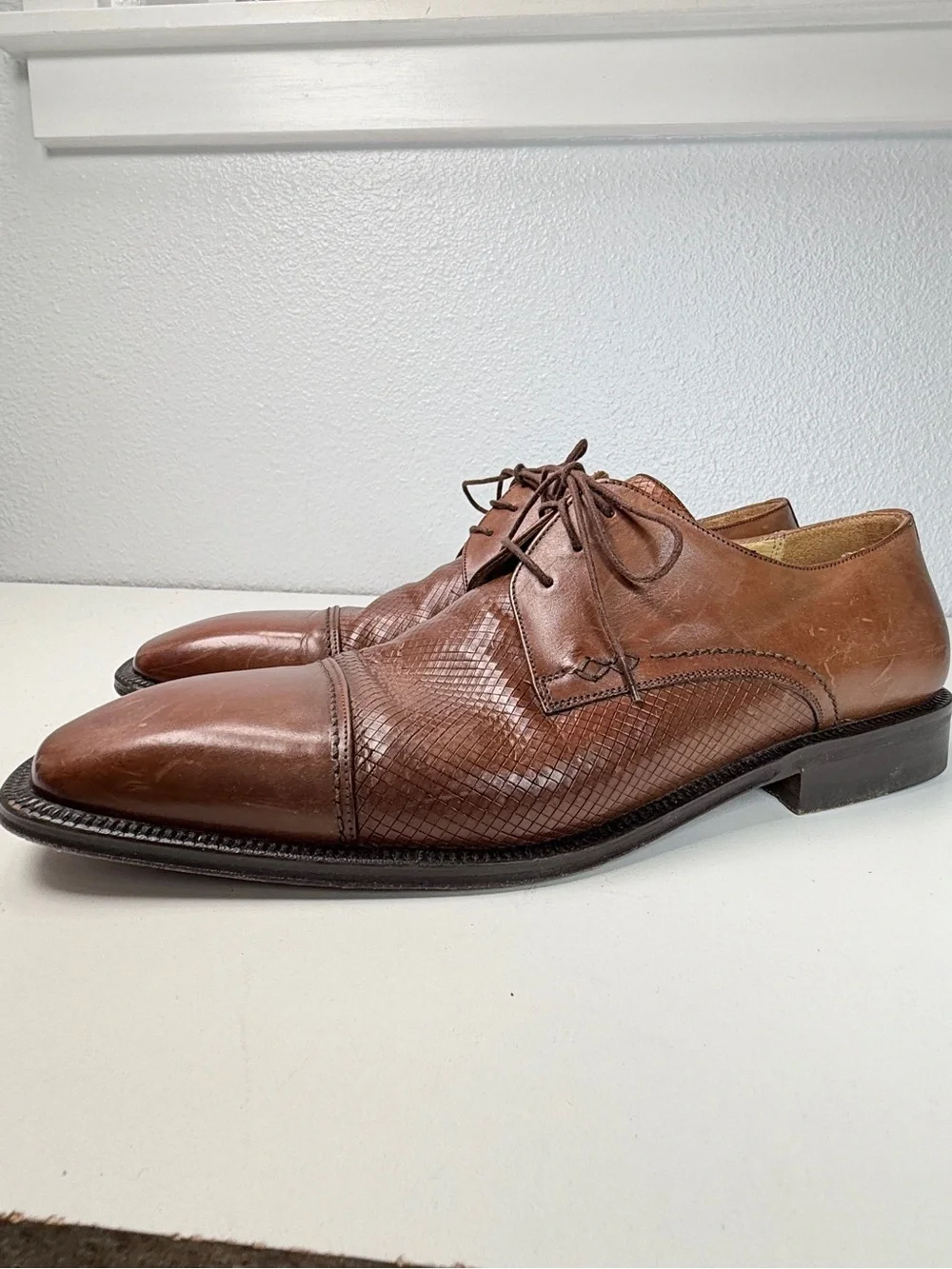 Johnston Murphy Handcrafted Spain Cap Toe Oxford Dress Shoes size 11.5 Vintage
